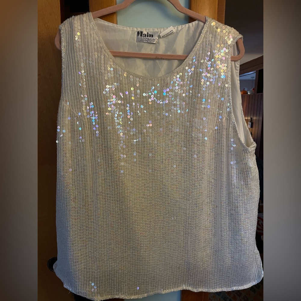 Iridescent sequin and beaded vintage top